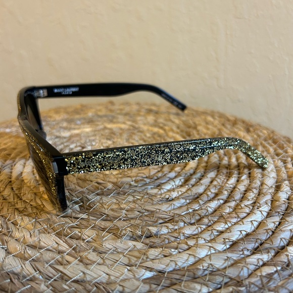 💜 SAINT LAURENT Gold Glitter Sunglasses - Picture 2 of 9
